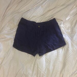 LOFT High Waist Dark Blue Linen Shorts